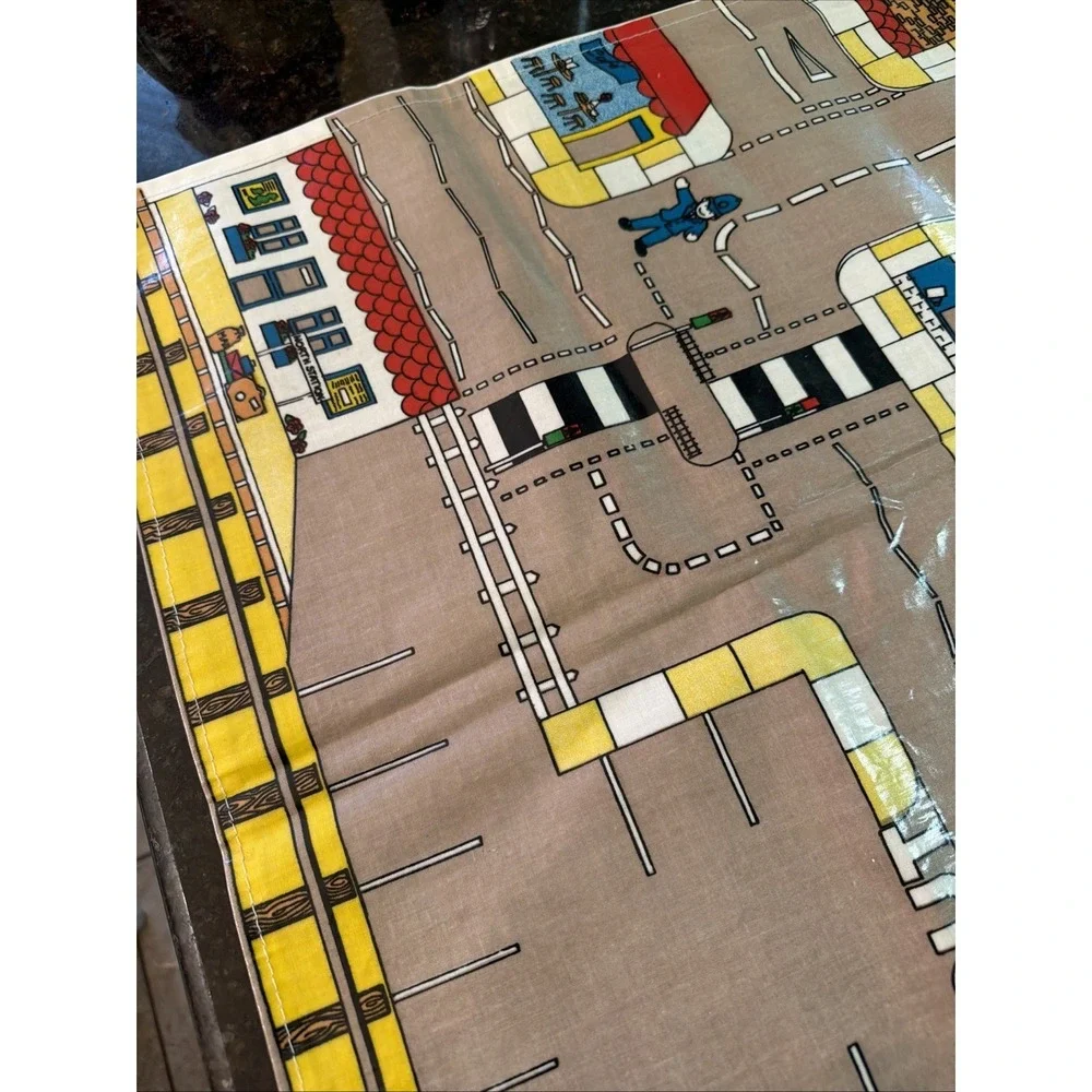 Vintage Toy Car Play Mat Playmat Recticel Sutcliffe Ltd. Town 44x35 City Trains